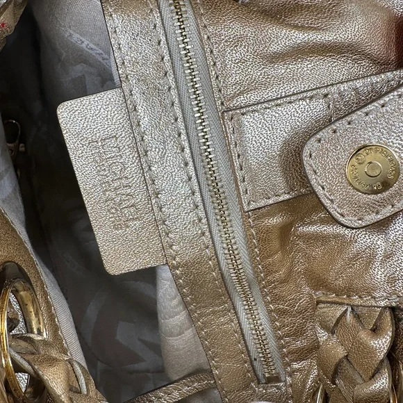 Michael Kors Metallic Gold Braided Tassel Hobo Bag - Picture 6 of 9
